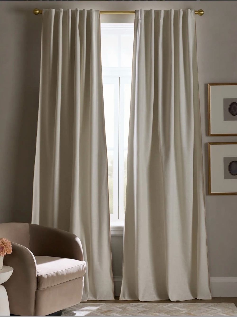 Quince Cream Curtain Panels - Elegant Solid Drapery